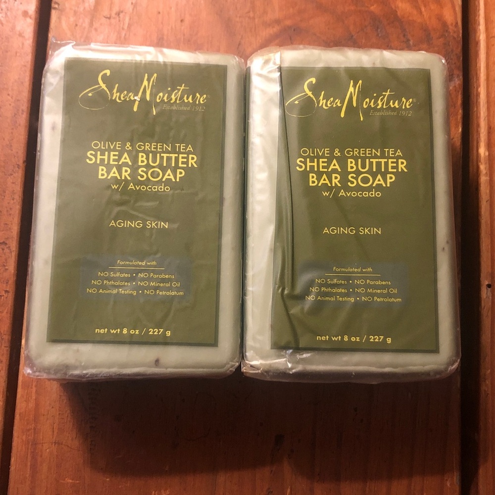 2 SheaMoisture Bar Soaps Olive&Green Tea Shea Butter Deeply Moisturizing 8 oz ea
